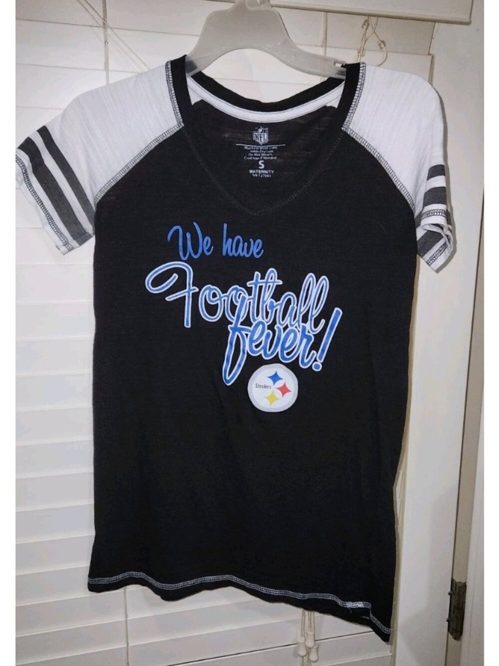 PITTSBURGH STEELERS womens maternity SMALL tee WE HAVE FOOTBALL FEVER